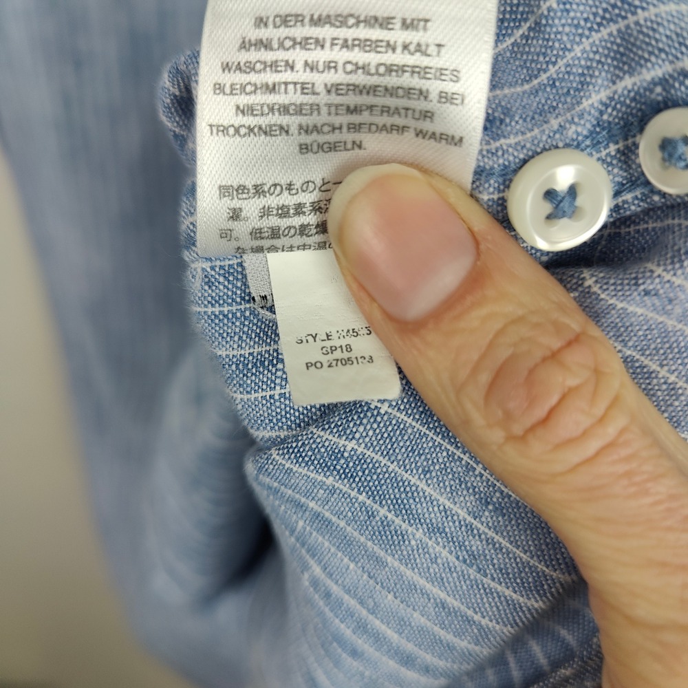 J.Crew Baird McNutt Irish Linen Button Down Shirt Mens‎ Small Pinstripe Blue - Picture 9 of 10